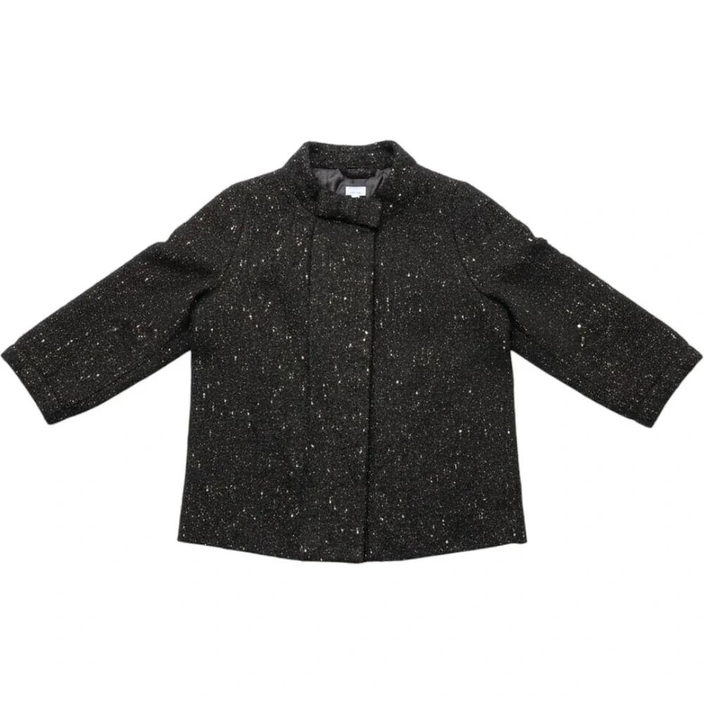 Baby Gap Girls Black Tweed Jacket Gold Metallic Fleck Snap Front Dress Coat Kids